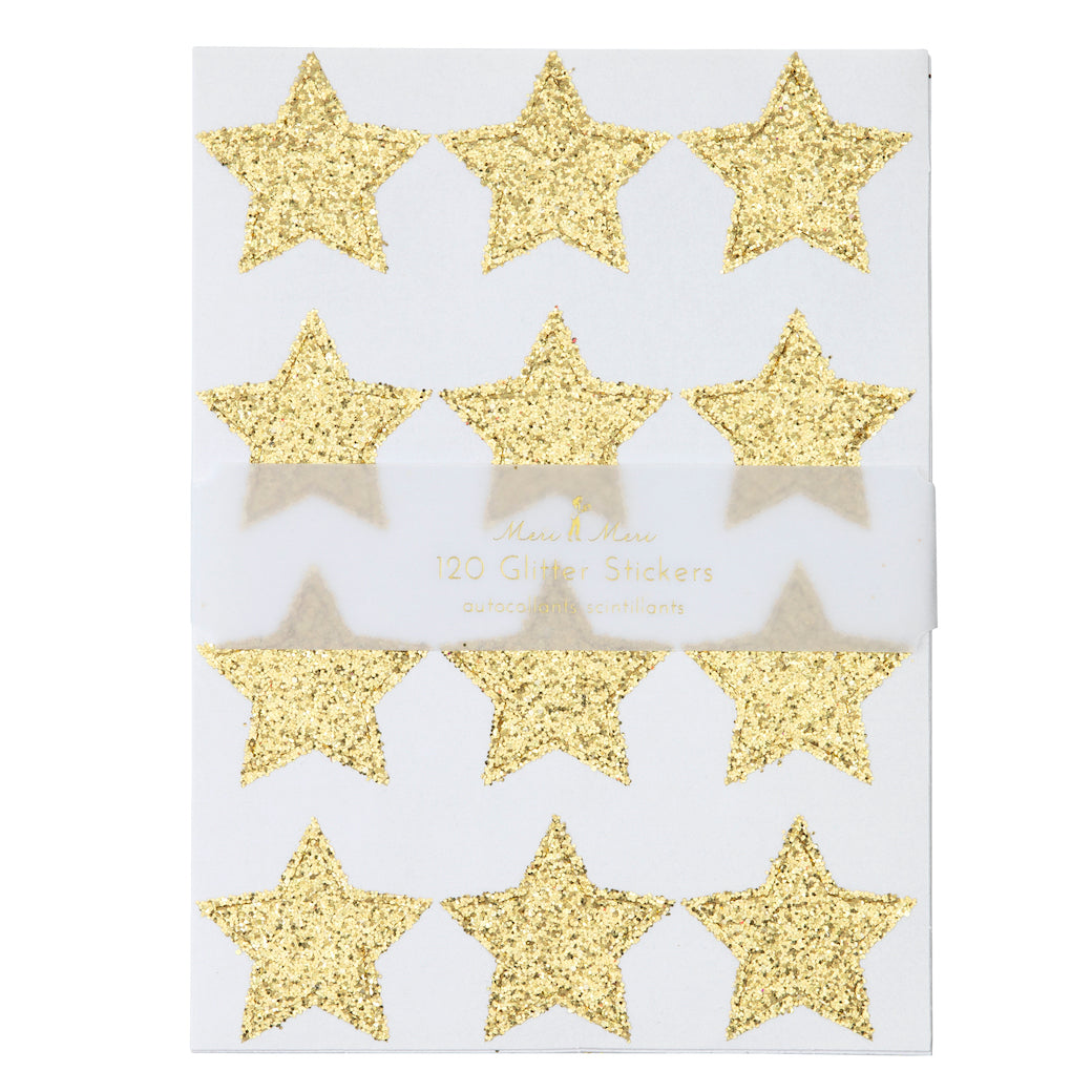 Silver Glitter Star Stickers