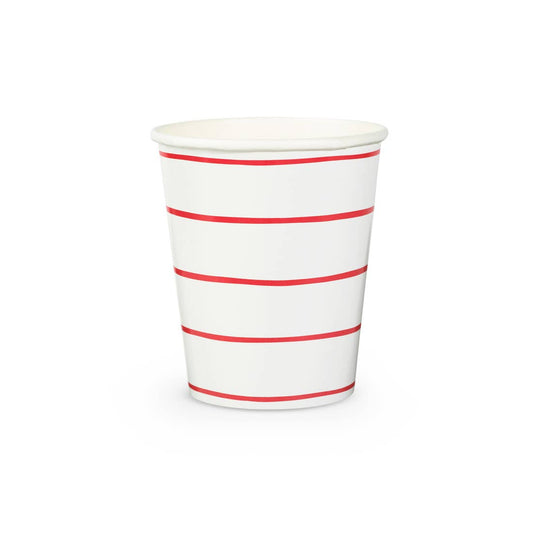 Frenchie Striped Cups in Candy Apple