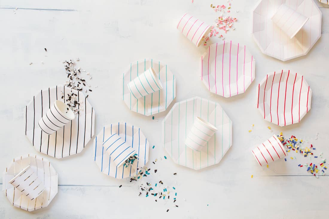 Cerise Frenchie Striped Cups