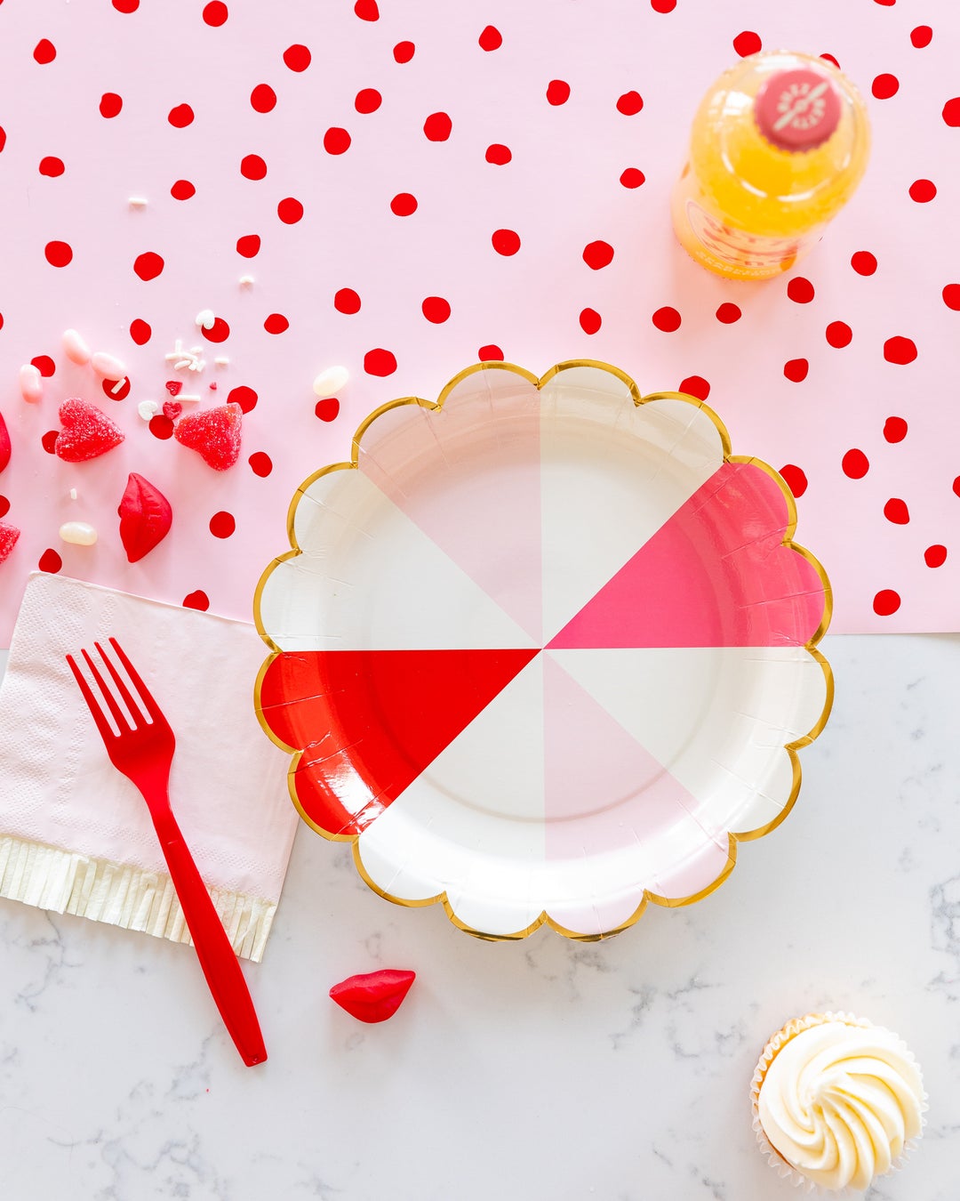 My Mind's Eye Pink with Red Dots Table Runner