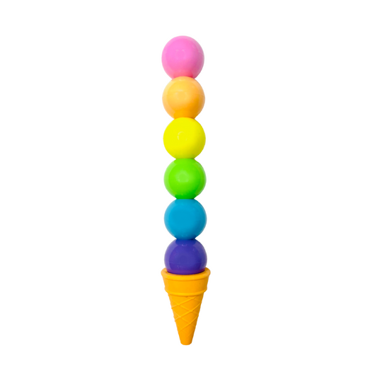 OOLY Rainbow Ice Cream Scoops Stacking Crayons + Scented Cone Eraser
