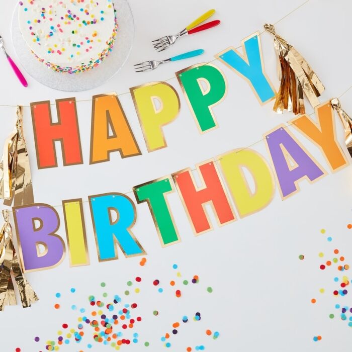 Ginger Ray Rainbow Happy Birthday Sign