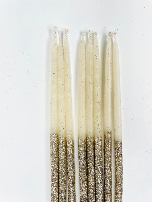 Glitter Wish Beeswax Candles in Gold