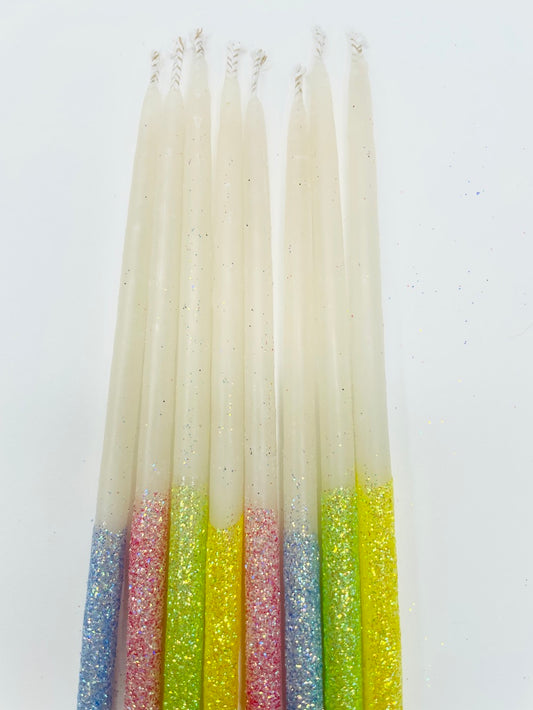 Glitter Wish Beeswax Candles in Pastel Rainbow