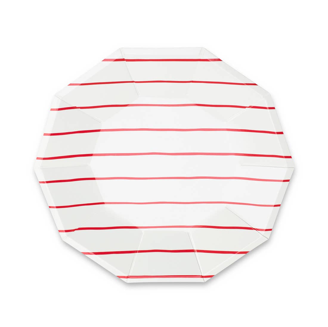 Frenchie Striped Large Plates in Candy Apple