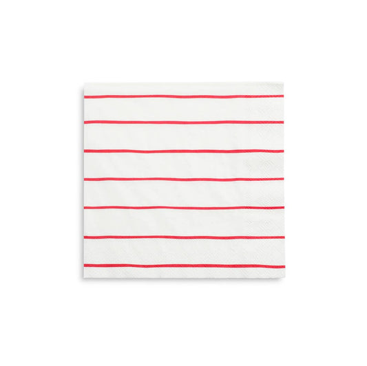 Frenchie Striped Large Napkins in Candy Apple