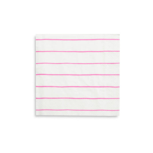 Frenchie Striped Large Napkins in Cerise