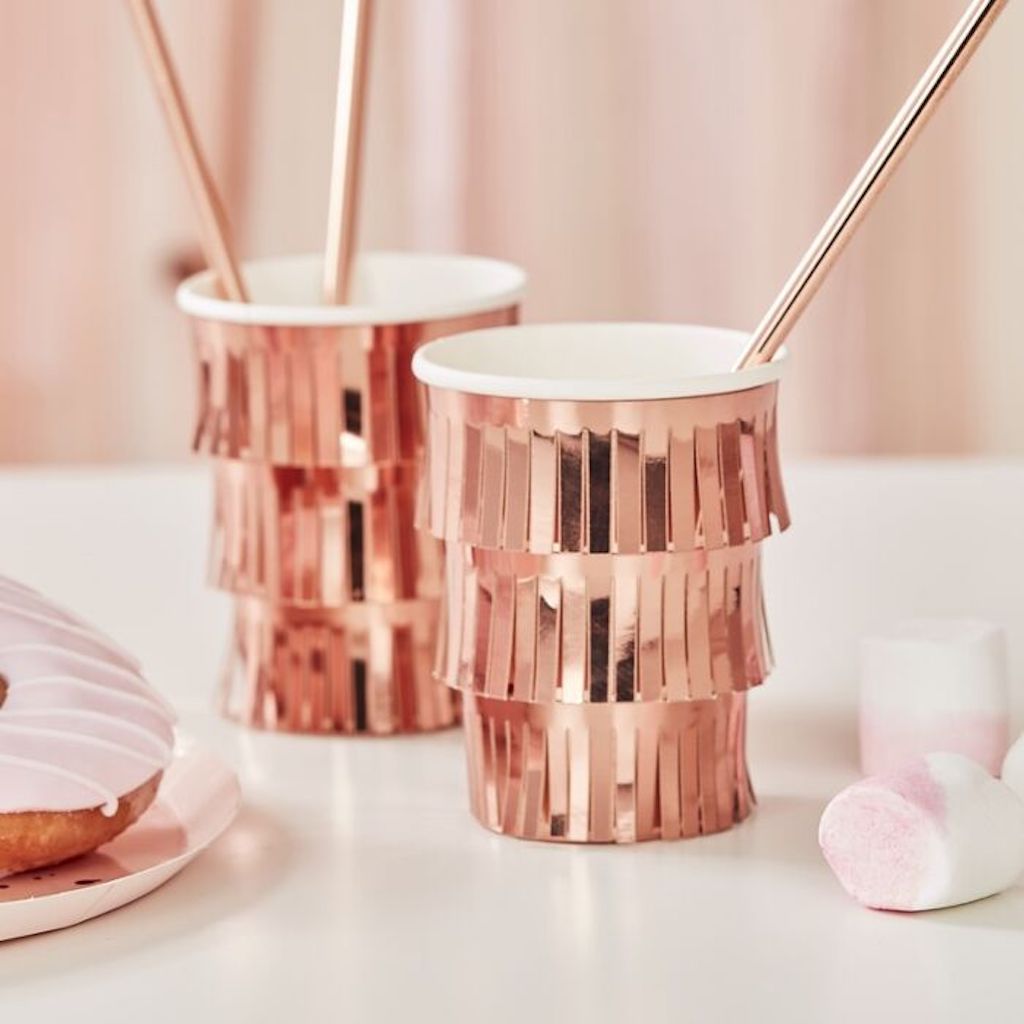Ginger Ray Fringe Rose Gold Paper Cups