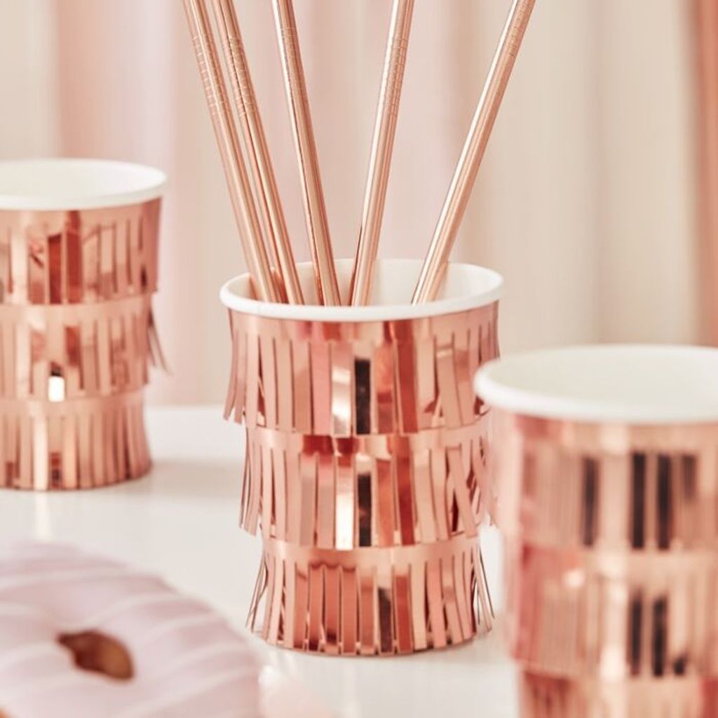 Ginger Ray Fringe Rose Gold Paper Cups
