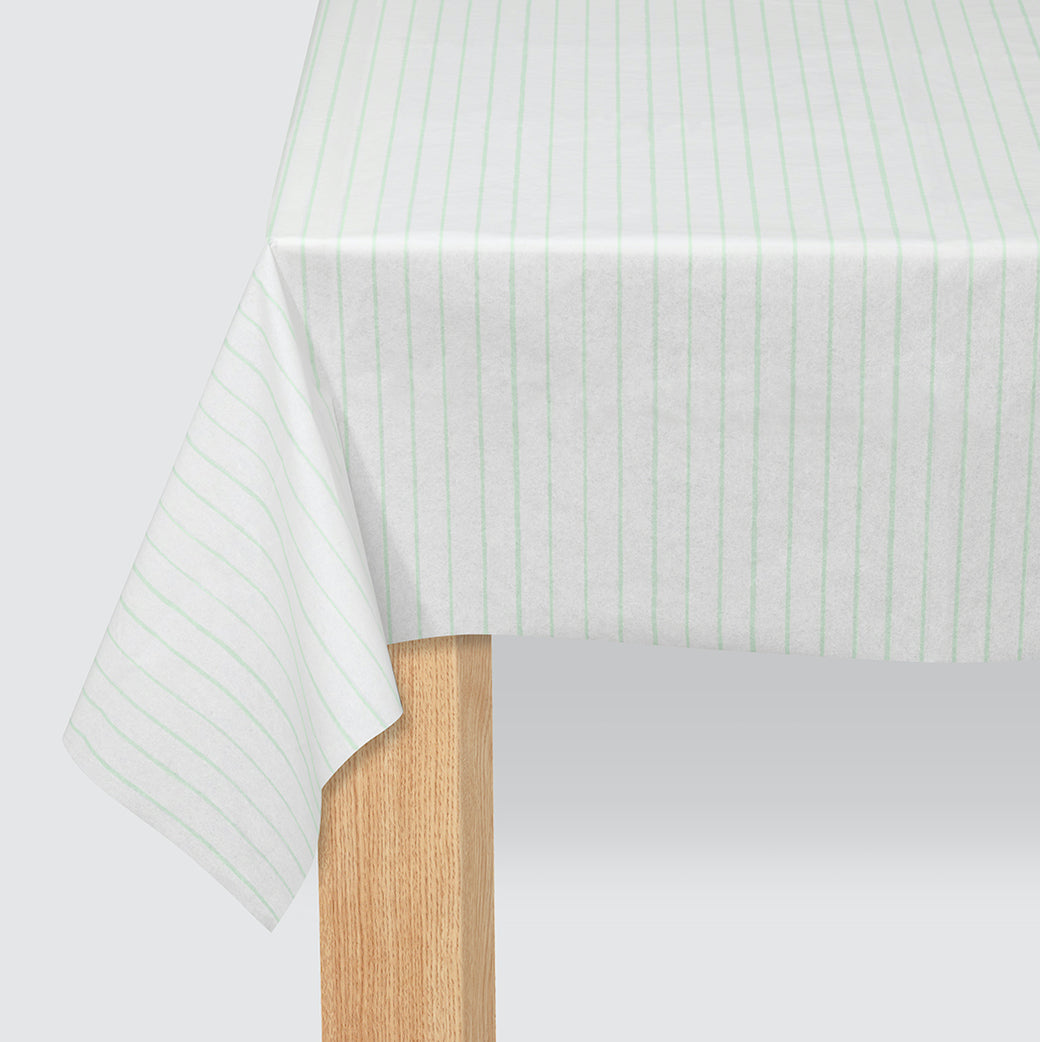 Mint Pinstripe Paper Tablecloth