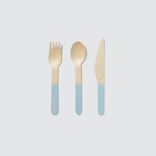 Coterie Pale Blue Wooden Cutlery Set