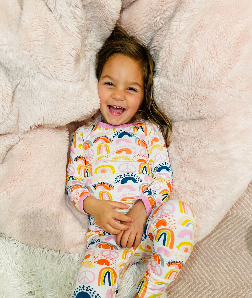 Clover Baby Rainbow Pajamas in Pink