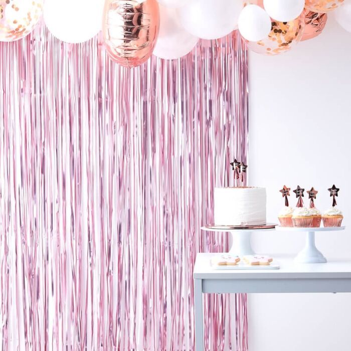 Ginger Ray Matte Pink Fringe Curtain